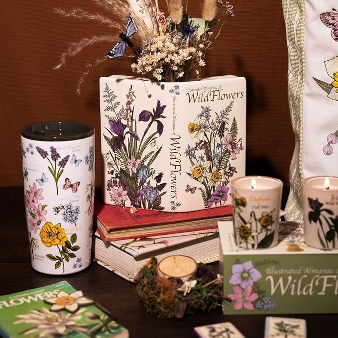 Steel Mill & Co. Ceramic Open Book Vase, Wildflowers | Vintage Inspired Flower Field Guide Decor Sculpture, Novelty Floral & Succulent Container or Bookshelf Sculpture Piece