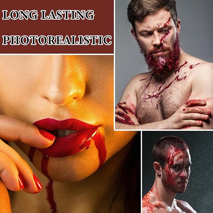 Fake Blood Spray,Fake Blood Splatter Washable Halloween Makeup Fake Blood SFX Makeup Realistic Blood for Halloween Clothes Party Cosplay Costumes Wounds