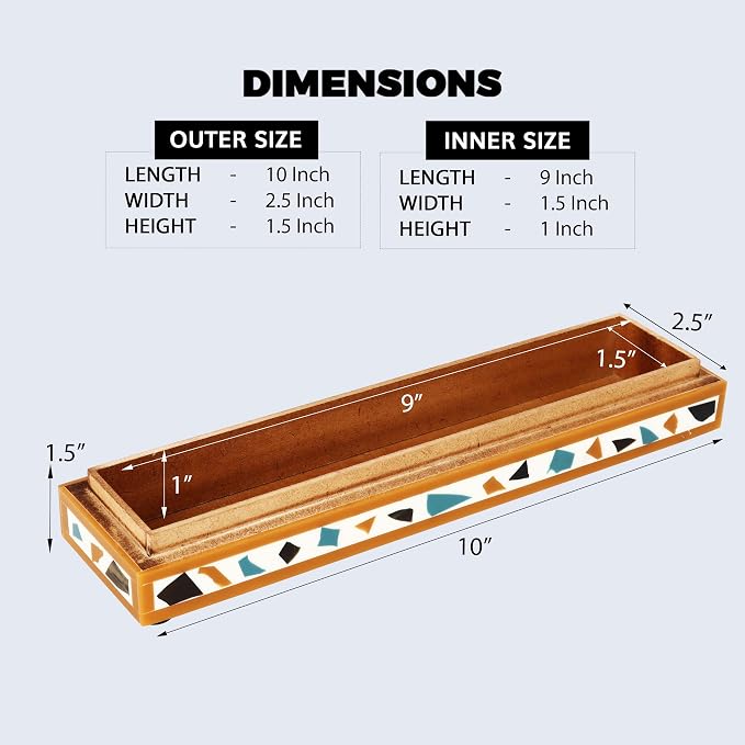 Handicrafts Home Decorative Remote Holder Box 10x2.5 – Slim Organizer Box with Lid for TV Remotes, Coffee Table Décor, Modern Shelf Box, Boho Home Décor Accent, Black and White Decorative Storage Box