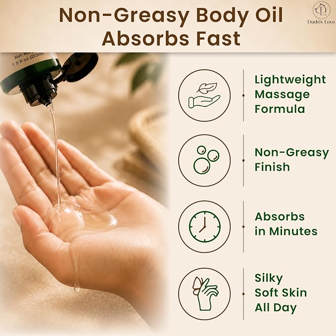 Addiction Body Massage Oil | Vanilla Scent | 100% Natural & Organic Oils | No Mineral Oil, No Silicones | Deep Nourishing Body Oil | 7.5 fl oz (222ml)