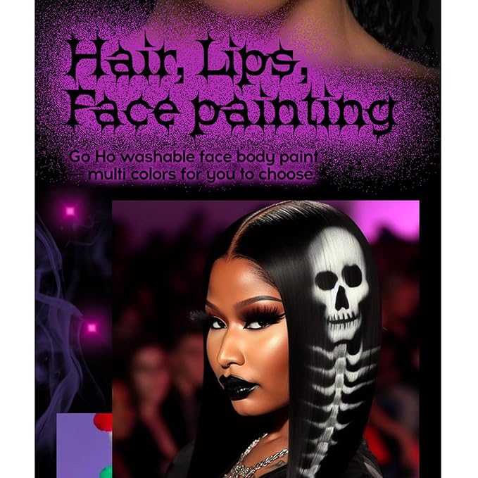 4 Colors Halloween Face Body Paint Lipstick, Cream Eye Black Stick for Baseball, High Pigmented Clown SFX Foundation Cream Makeup for for Sports Festival Halloween Cosplay Goth Costume Makeup (A#)