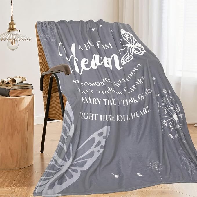 Memorial Gift Blanket, Sympathy Gifts for Loss of Loved One, Hugs from Heaven Blanket, Bereavement Gift Idea, Memorial Gifts for Loss of Mother/Father/Pet Throw Blanket 60" X 50"Grey