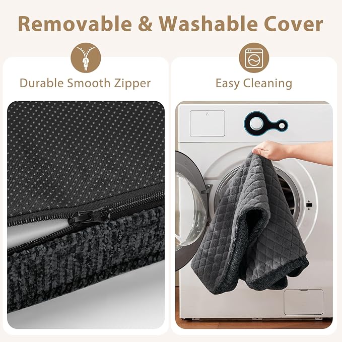 JOEJOY Orthopedic Dog Bed for Large Dogs, Washable Dog Crate Bed Large Sized with Removable Cover, Egg Memory Foam Big Pet Beds, Grey, 35"x22"