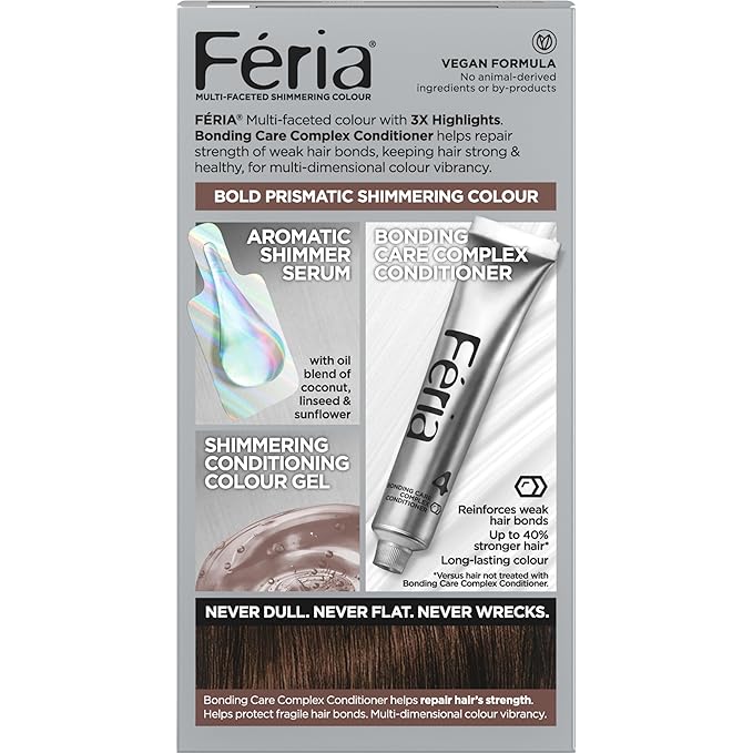 L'Oreal Paris Feria Multi-Faceted Shimmering Permanent Hair Color, 45 French Roast (Deep Bronzed Brown), Pack of 1 Hair Dye Kit