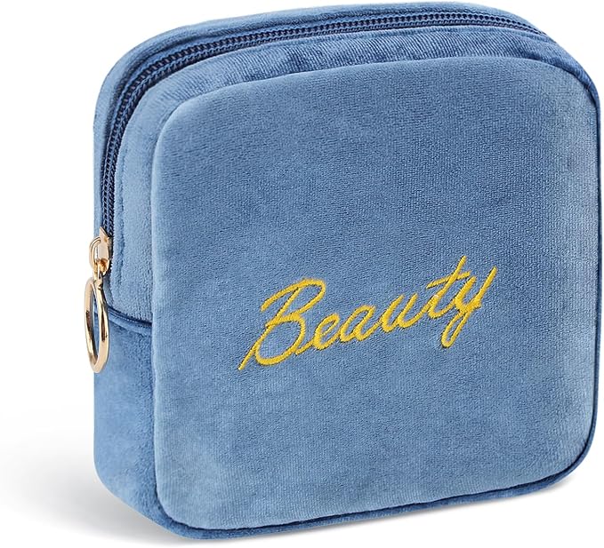 Flannel Sanitary Napkin Storage Bags Menstrual Cup Pouch Portable Zipper Nursing Pad Holder Tampons Collect Bags Feminine Menstruation First Period Kit Bag for Women Blue