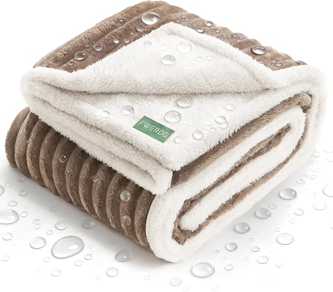 Waterproof Dog Blanket for Couch - Washable Medium Pet Blanket for Furniture Protector, Cozy Fleece Calming Dog Crate Blankets for Indoors & Outdoors, Brown, 40"x50"