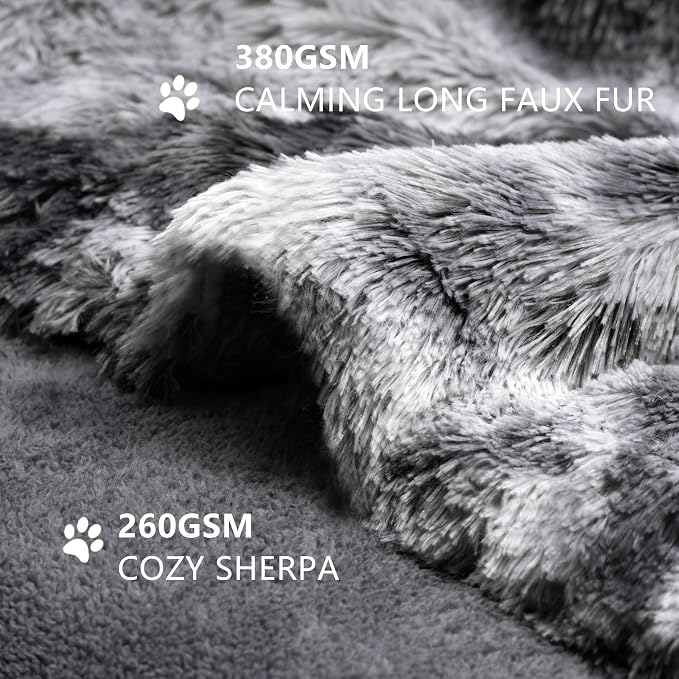 gogobunny Waterproof Dog Blanket for Couch & Furniture Protection - Super Soft Reversible Throw for Large Dogs & Cats, Calming Washable Fur & Sherpa Pet Blanket(25x35 Inch, Tie-dye Grey)