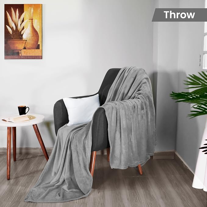 Utopia Bedding Soft Fleece Bed Blanket Throw Size Ash Grey (50x60 Inch) | Microfiber Plush Warm Lightweight Breathable Cozy Blanket Anti-Static, All Season Use, Gift for Women and Men