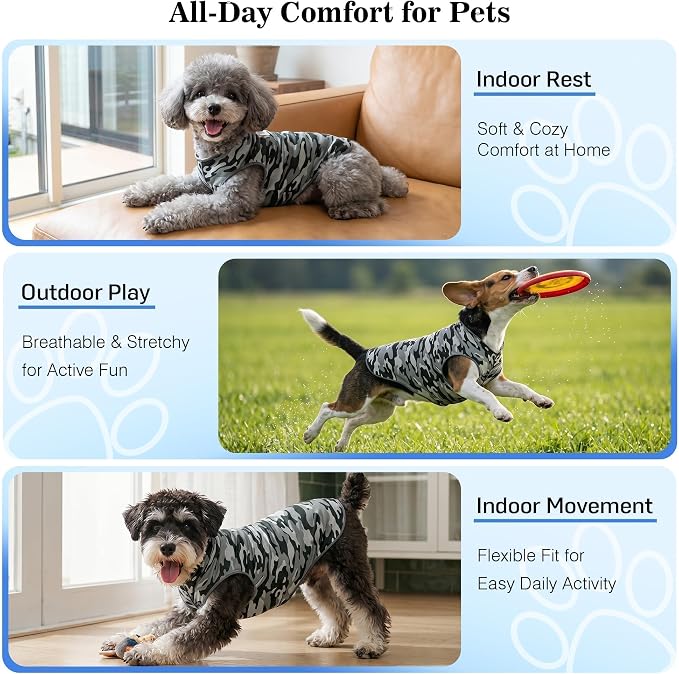 YUDODO 2 Pack Dog Shirts, Lightweight Stretchy Dog Tank Tops, Soft Pet Vest | Skin-Friendly, Breathable, Sleeveless, All Season Dog Clothes, For Small Medium Dogs, Pink+Gray, S
