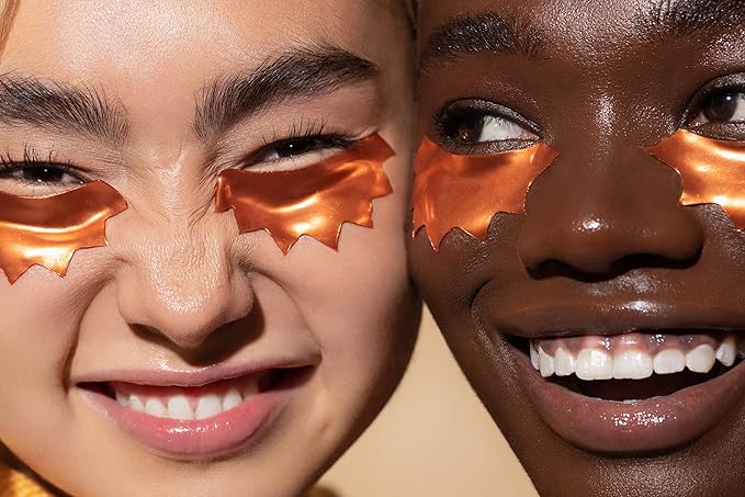 Live Tinted Rays Copper Peptide Eye Masks - Cooling, Brightening, and Nourishing Under Eye Patches, Reduces Fine Lines, Depuffs, & Hydrates with Copper Peptides, Banana Extract, and Bakuchiol - 1 Pair