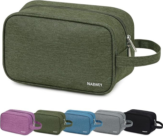 Narwey Travel Toiletry Bag for Women Traveling Dopp Kit Men Travel Bag for Toiletries Cosmetic Bag Makeup Bag Medicine Bag for Traveling (Army Green)