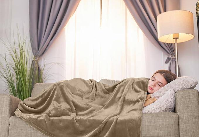 Utopia Bedding Ultra Soft Fleece Bed Blanket Throw Size Camel (50x60 Inch) | Microfiber Plush Warm Lightweight Breathable Cozy Blanket Anti-Static, All Season Use, Gift for Women and Men