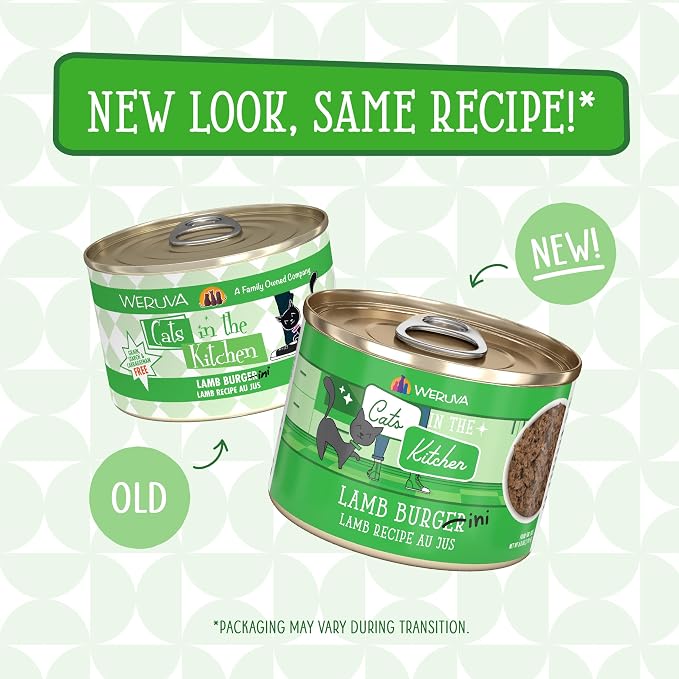 Weruva Cats in the Kitchen, Lamb Burger-ini with Lamb Au Jus Cat Food, 6oz Can (Pack of 24)