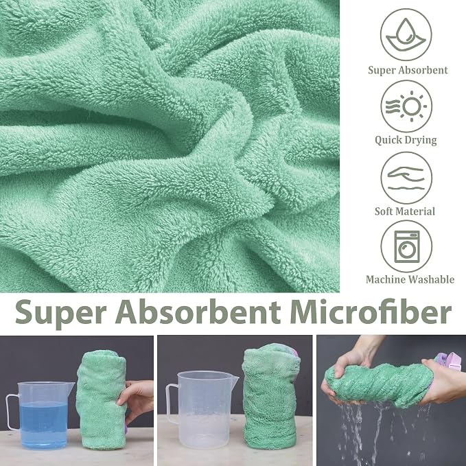 Dog Bathrobe Super Absorbent Towel Robe - Microfiber Bath Towels Fast Drying Coat for Dogs, Cute Dogs Clothes Adjustable Collar & Belly Strap Warm Keeping Hooded Dog Towel (Light Green, XX-Large)