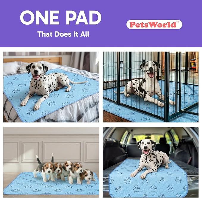 Washable Reusable Dog Pee Pads (Pack of 16) – 34” x 36” Training Pads with Non-Slip Backing - Waterproof, Leakproof, Highly Absorbent Pet Pads for Puppies & Dogs