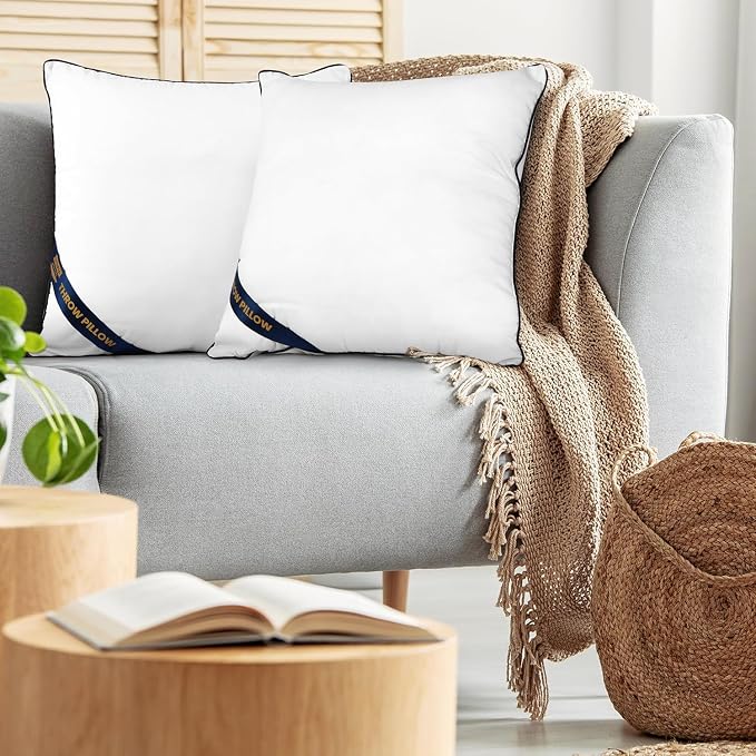 Utopia Bedding 18x18 Throw Pillow Inserts, Decorative Pillows, Pack of 2 | Piping Throw Pillows, Plush & Supportive, Aesthetic Cushion Sham Stuffer for Sofa, Office, Couch & Bed, Set of 2, White