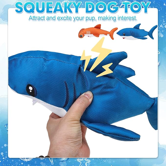 EXPAWLORER Floating Dog Toys Squeaky - 2 Pack Dog Water Toys for Pool Lake Beach, Pup Chew Toy Summer Outdoor Interactive Enrichment Play for Non-Aggressive Small Medium Large Breeds, Shark