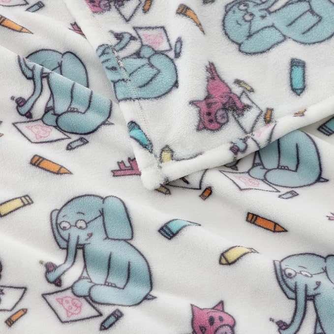 Berkshire Mo Willems® VelvetLoft® Throw Blanket - Super Soft Plush Elephant & Piggie Character Design - Cozy Home Decor, Elephant_Piggie Coloring Dreams, 50 in x 70 in(Official Mo Willems® Product)