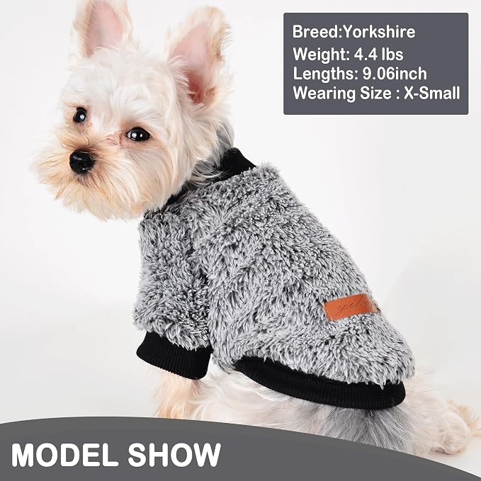 Dog Sweaters for Small Dogs Girl Male Dog, Sweater, Soft Fleece Pet Winter Clothes Boy Girl, Fuzzy Sweatshirts Flannel Jacket Puppy Coat(XXS, Black)