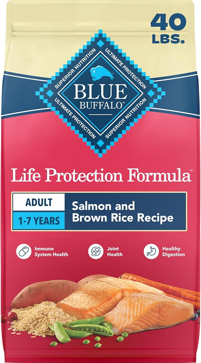 Blue Buffalo Life Protection Formula Salmon Adult Dry Dog Food, 40 lb | Real Salmon #1 Ingredient, Chicken-Free Recipe, Antioxidant-Rich LifeSource Bits, Promotes Healthy Muscle Development