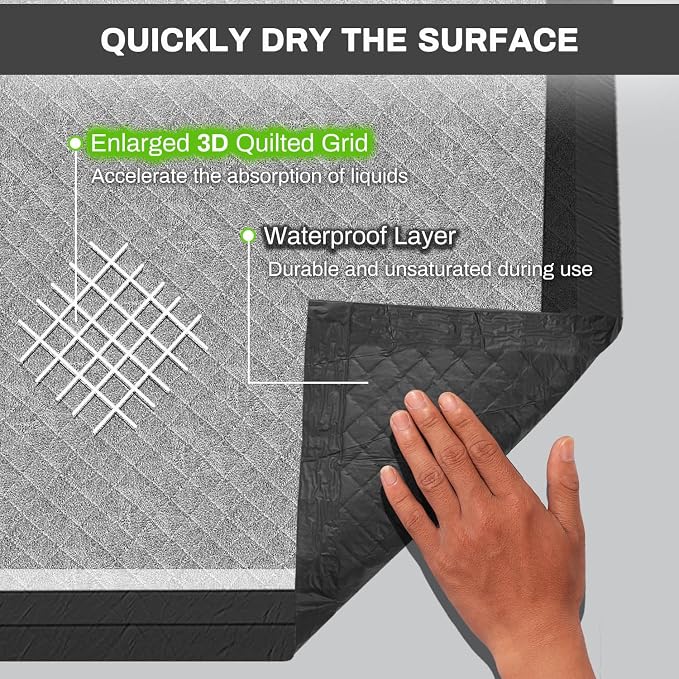 Charcoal Puppy Pads Rugular 21.7x21.7 Inches Small Dog Pee Pads Odor-Control & Leak-Proof Disposable Pet Training Edge-Wrapping Thicken Potty Pad for Dogs, Cats, Rabbits (50 Pieces)