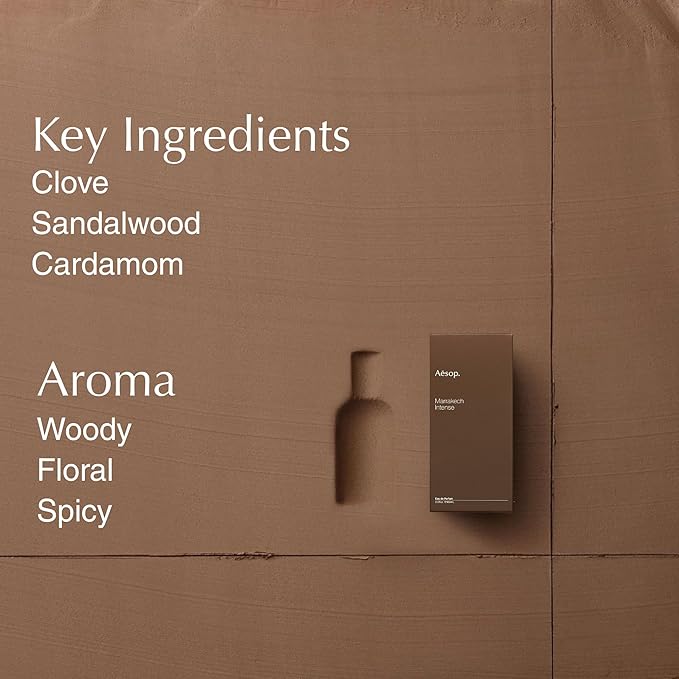 Aesop Marrakech Intense Eau de Parfum | Clove, Sandalwood, and Cardamom Scent | Woody, Spicy, and Floral Aroma | Unisex | 3.3 fl oz