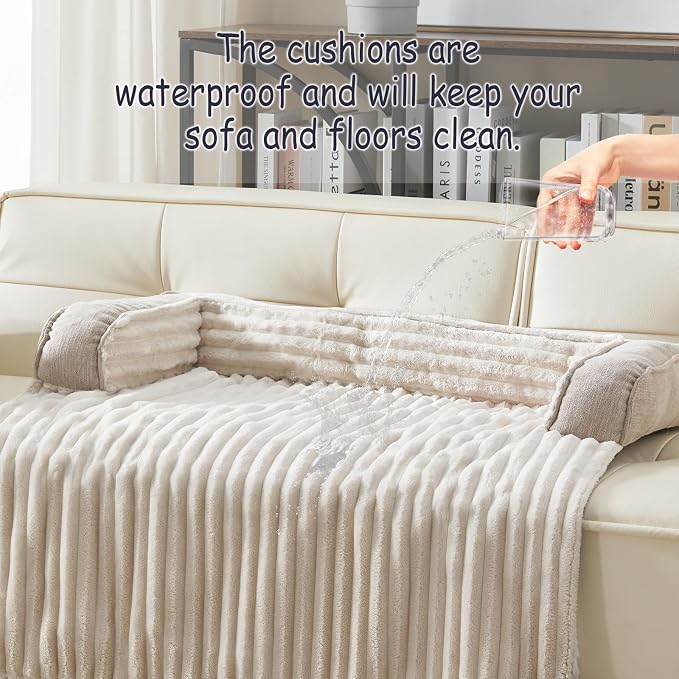 WINDRACING Luxury Dog Couch Bed, Washable Calming Dog Couch Cover, Couch Protector for Dogs, Waterproof Sofa Bed, Pet Bed Mats for Sofa, Pet Sofa Covers （Beige-2XL:53"X39.3"X6"