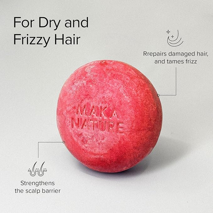 Maka Nature Low-Carbon Shampoo Bar | Korean K-Beauty Haircare with Natural Ingredients for Scalp & Hair Types | Vegan, Eco-Friendly, pH balanced, 3.35oz (Geranium), Made in Korea