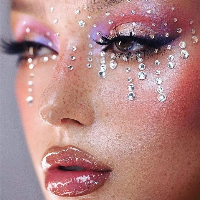 2116 Pcs Self Adhesive Rhinestones and Pearls for Makeup Eyes Face - 6 Sheets Clear Rhinestones, Pearl Stickers, Bling Gems, Jewels for DIY (Sparkling)