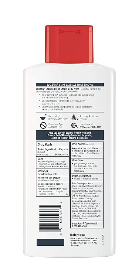 Eucerin Eczema Relief Cream and Body Wash (13.5 Fl Oz) + Eczema Relief Cream (5 Oz), Skin Care Set with Colloidal Oatmeal (Skin Protectant)
