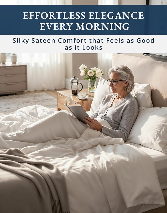 LANE LINEN 100% Egyptian Cotton Split King Bed Sheets for Adjustable Beds Soft & Comfy Luxury Hotel Style Thick Split King Sheet Set - 1000 Thread Count, Fully Elasticized Reinforsed Seams - White