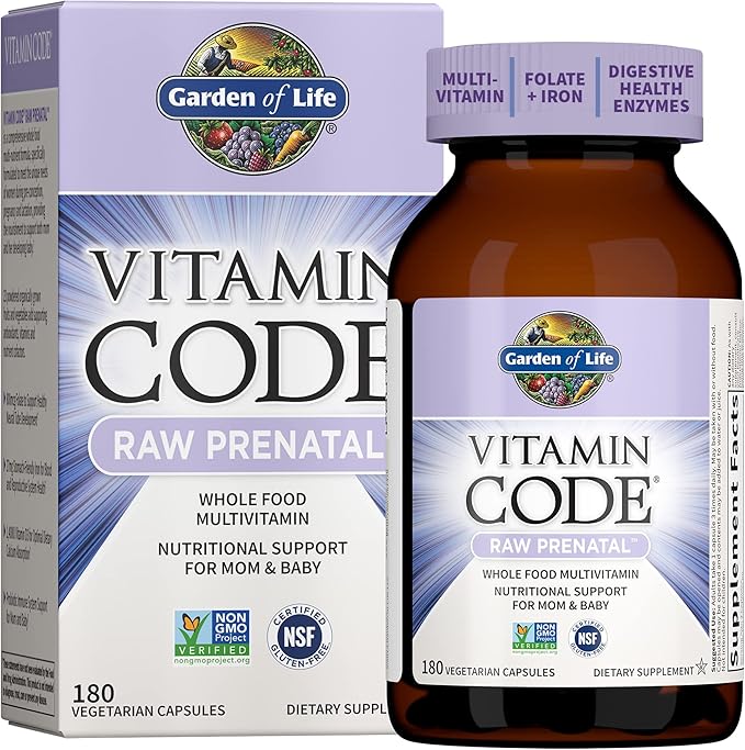 Garden of Life Vitamin Code Raw Prenatal Multivitamin for Women with Iron, Folate, Probiotics and Whole Food Nutrients - Immune and Cellular Energy Support, Non-GMO, Gluten-Free, Kosher, 60 Day Supply