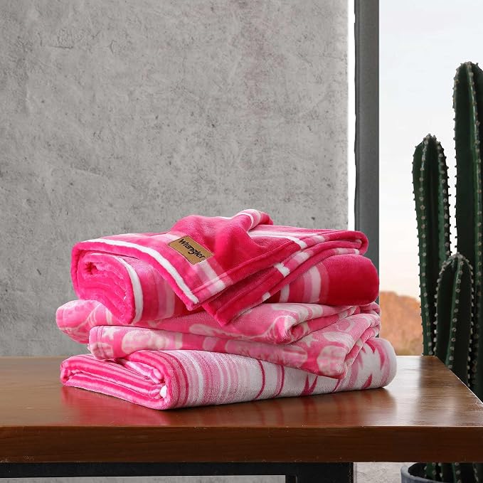 Wrangler - Blanket, Super Soft Plush Fleece Bedding, Yellowstone Inspired Throw Blanket for Couch or Bed (Coyote Sands Pink, 50" x 60")