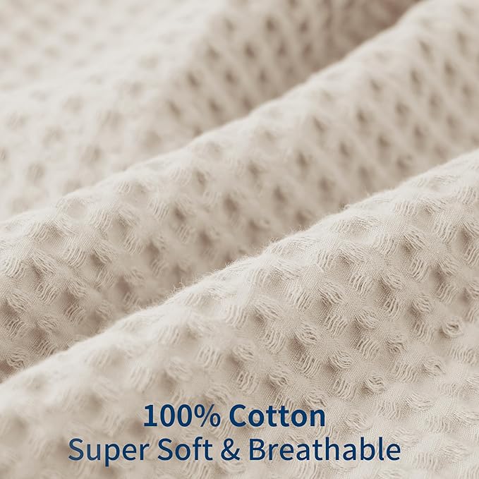 100% Egyptian Cotton 600 TC Waffle Weave Throw Pillow Covers 4 Pack | Ultra Soft Breathable Euro Pillow Shams Covers, Decorative Cushion Covers for Bed Couch Sofa Car, Beige, 24" x 24"