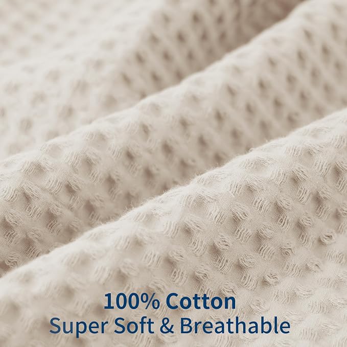 100% Egyptian Cotton 600 TC Waffle Weave Throw Pillow Covers 2 Pack | Ultra Soft Breathable Euro Pillow Shams Covers, Decorative Cushion Covers for Bed Couch Sofa Car, Beige, 24" x 24"