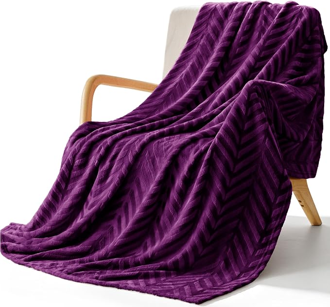 Whale Flotilla Flannel Fleece Fall Throw Blanket for Couch, Purple | Lightweight Breathable Soft Sofa Throws, Plush Fluffy Chevron Design Decorative Blankets for Home Life, 50x60 Inch