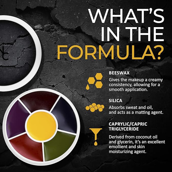 Narrative Cosmetics 6-Color Bruise Wheel, Professional SFX Cream Makeup Palette with Foam Sponges for the Stage, Film, Costumes, Cosplay