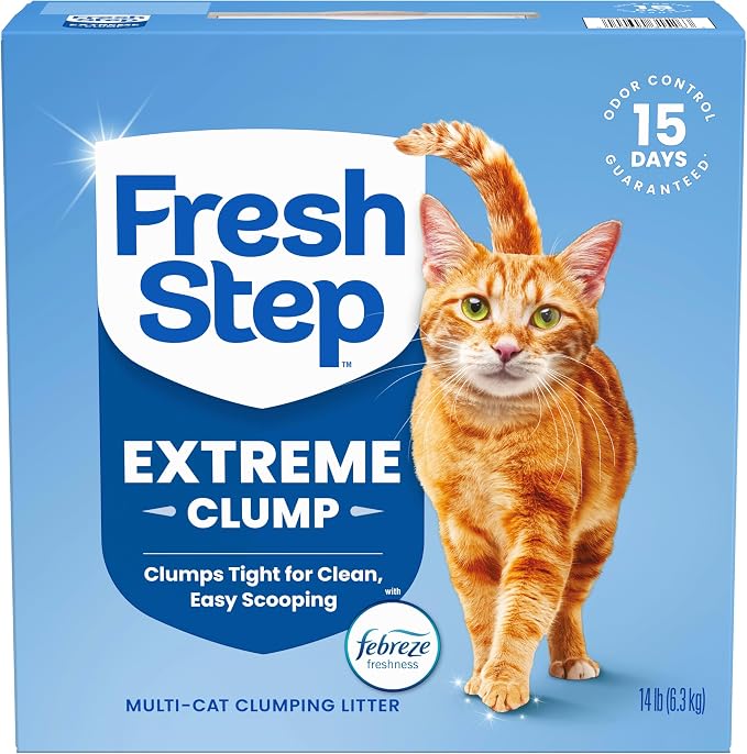 Fresh Step Extreme Clump Multi Cat Clumping Cat Litter, 14 lb. | Forms Tight Clumps, Easy To Scoop, Scented, Ammonia Block Technology, Low Dust, Compatible with Most Auto Litter Boxes