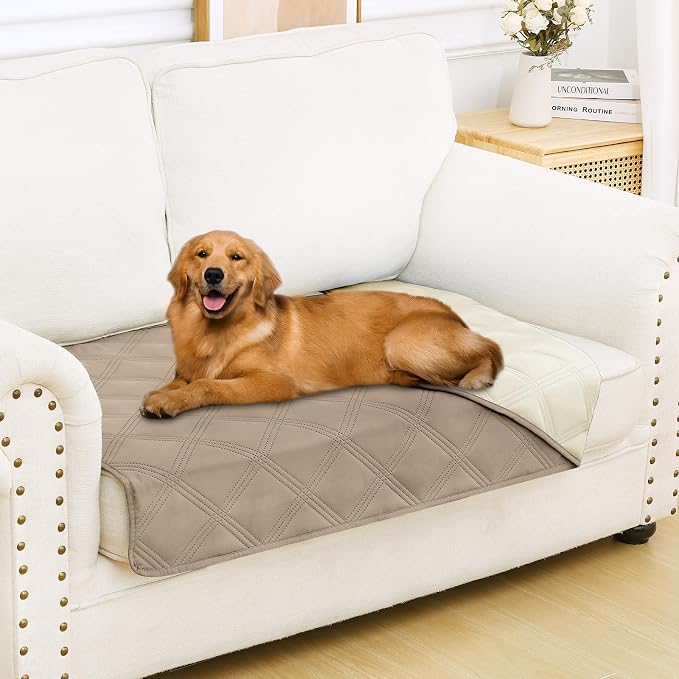 Smiry Waterproof Dog Bed Cover, Reversible Pet Blanket for Sofa Couch | Soft Washable Dog Blanket, Leakproof Couch Cover for Dogs Cats & Furniture Protection, 30x53, Taupe/Beige