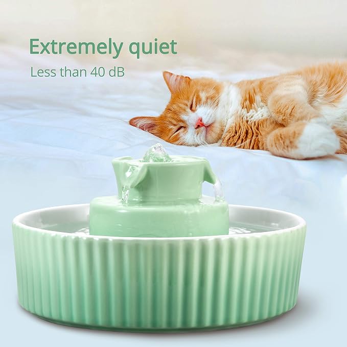 Wonder Creature Ceramic Cat Water Fountain, Stable Cupcake Design, 71oz | 2.1L Pet Fountain with Anti-Tip Ceramic Design, 2 Quiet Pumps, 360° Water Flow, 3 Filters for Cats and Dogs