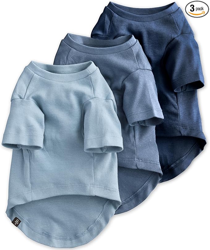 Pet Passion Toby II Dog T-Shirt, 3 Pack, Navy Ombre, Small | GOTS-certified organic cotton short-sleeve tee. Breathable, soft & sustainable for everyday wear.