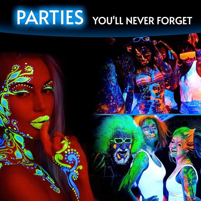 Glow King Blacklight Reactive Crayons | Glow in the Dark Paint for Face and Body | Intense Luminous Sticks for Fluorescent Parties | Colorful UV Makeup Neon Gift | Glow Markers Accessories - 12 Pcs