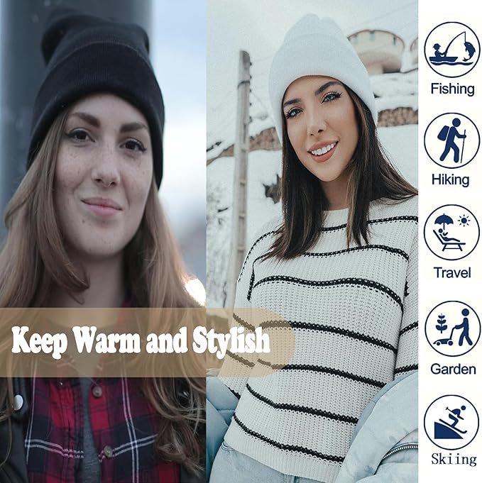 ZOORON Beanie for Women Men Ski Watch Cap Cuffed Plain Skull Knit Hat Soft Fisherman Winter Hat