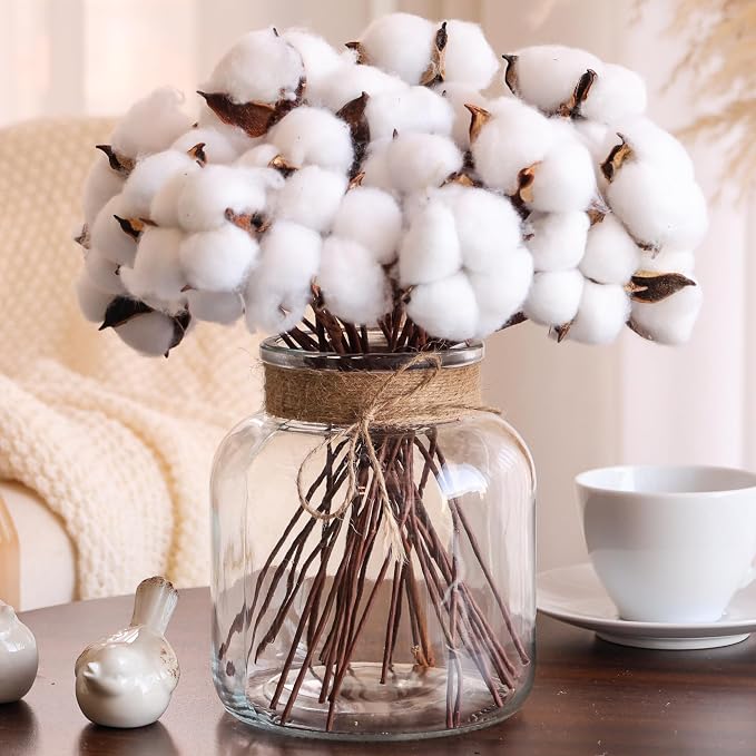 Houmury Glass Vases for Centerpieces 6 Inch Clear Large Vase Farmhouse Utensils Holder with Twine Ties Home Decor for Wedding Living Room Kitchen Dining Table Office (1)