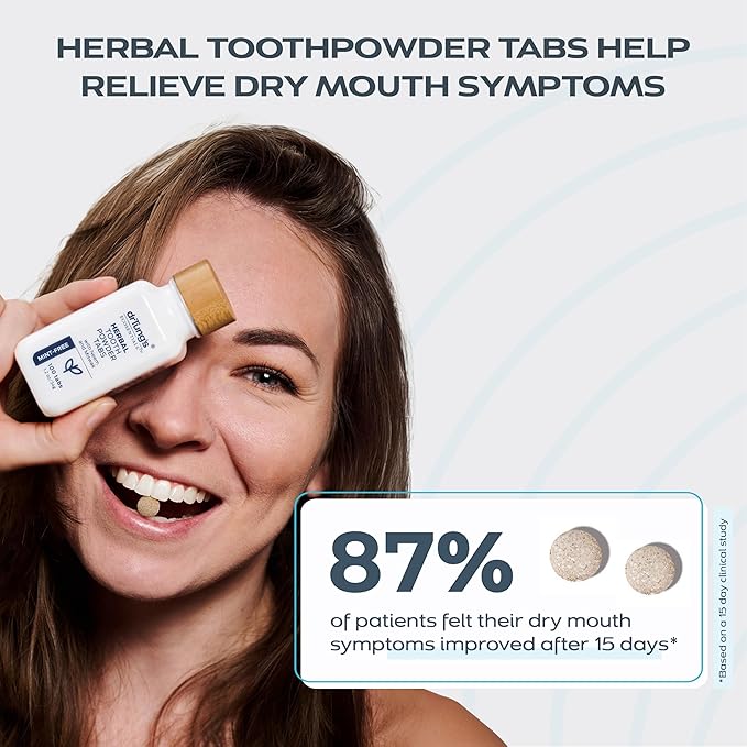 drTung's Herbal Toothpaste Tablets - Toothpaste Tabs for Dry Mouth Relief, Natural Tooth Powder Tablets for Fresh Breath, Fluoride Free, Travel Size, Vegan, Non-GMO - Spearmint (100 Tabs)