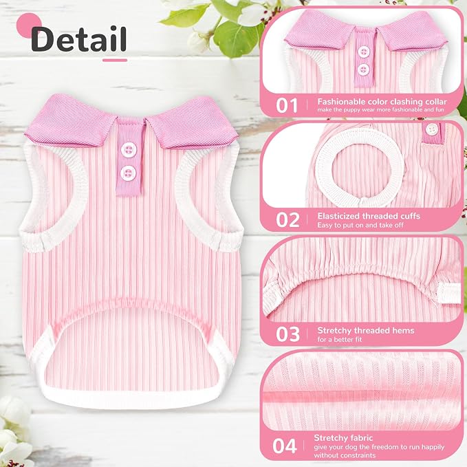 Dog Tshirts for Small Dogs Polo Shirt Stretchy Dog T Shirt Breathable Dogs Cooling Vest Girl Boy Puppy Dachshund French Bulldog Frenchie Chihuahua Clothes