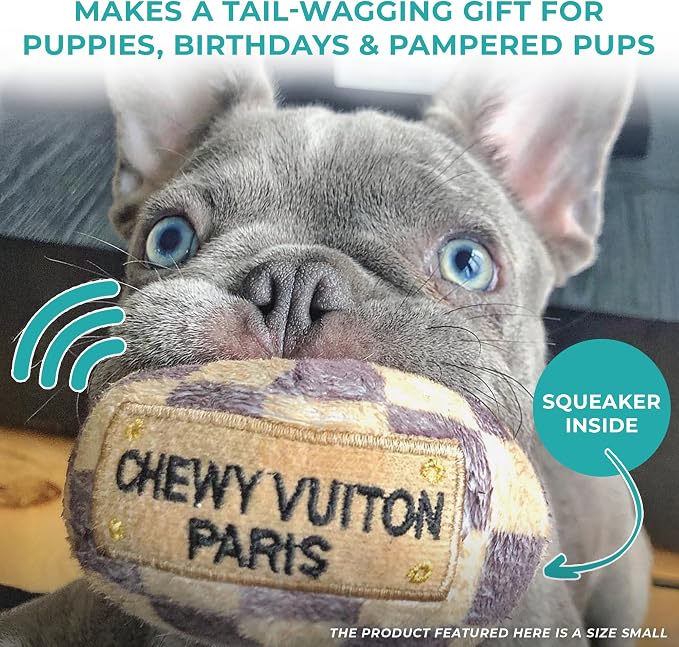Haute Diggity Dog Chewy Vuiton Ball Plush Dog Toy, Designer Parody Toy