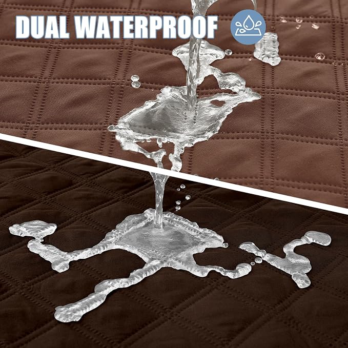 Smiry Waterproof Reversible Dog Bed Cover Pet Blanket | Pet Friendly, Soft Fabric, Washable Dog Blanket for Furniture Bed Couch Sofa, Checkered (82"x102", Brown/Chocolate)