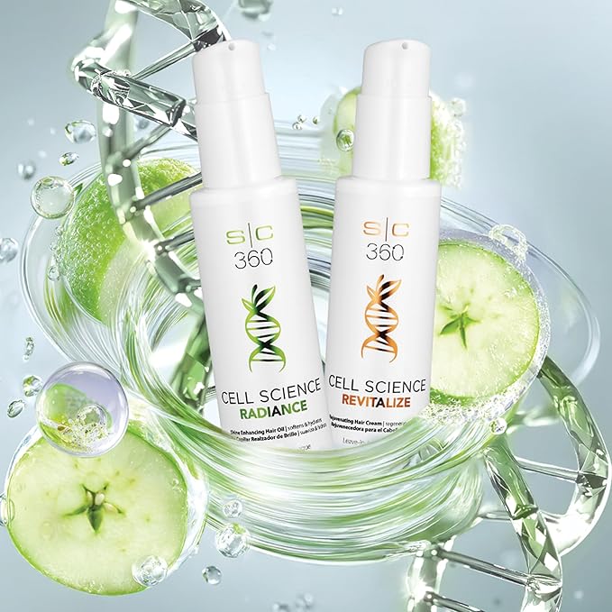 StyleCraft SC360 Cell Science Glow Cream & Shine Enhancing Hair Oil Duo Kit - Nourishing & Strengthening Hair Care with Apple Cell Extract, Jojoba, Grape Seed & Argan Oils - 2 x 100mL