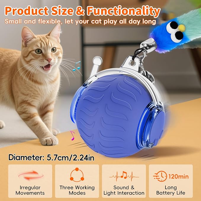 UPSKY Interactive Cat Toy, Smart Moving Cat Ball Toys for Indoor Cats